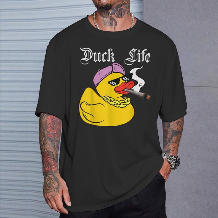 Duck Life Gangster Quietscheente Lustiges Ente T-Shirt Geschenke für Ihn