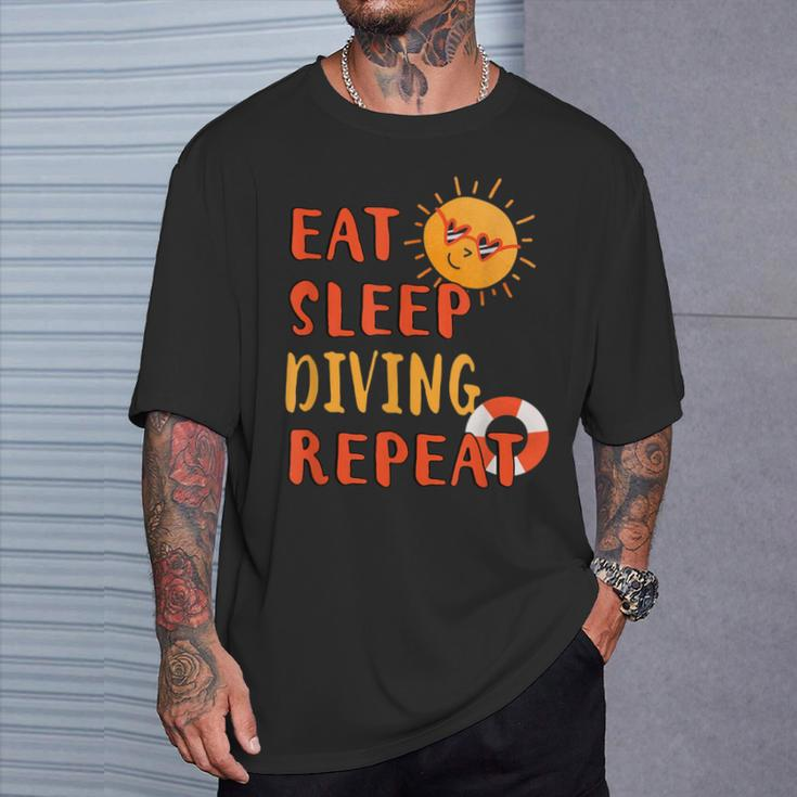 Eat Sleep Diving Repeat Diving Hobby Diver Pastime Summer T-Shirt Gifts for Him