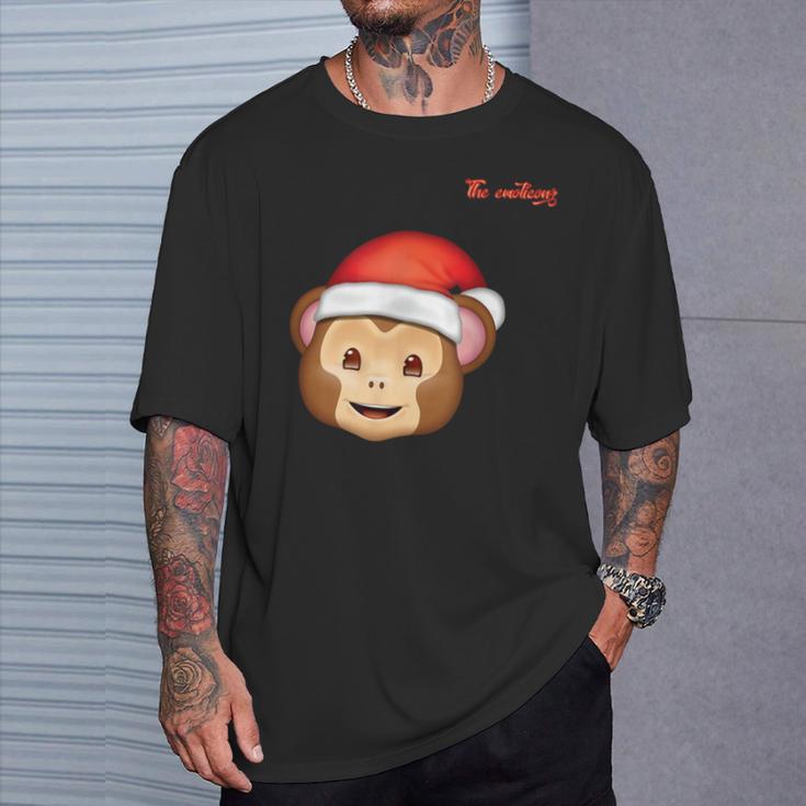 Emoji-Nikolausmütze-Affengesicht T-Shirt Geschenke für Ihn