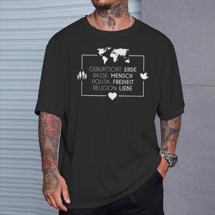 Erde Rasse Mensch Birth Place T-Shirt Geschenke für Ihn