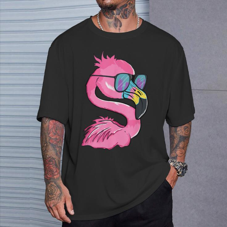 Flamingo Summer Vibes Vacation Flock Bird T-Shirt Gifts for Him