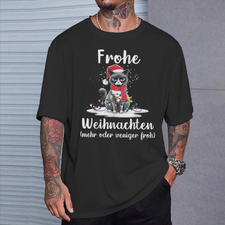 Frohe Weihnachten Grimmige Katzen Mehr Oder Weniger Froh T-Shirt Geschenke für Ihn