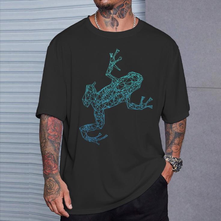 Frosch Pfeilgiftfrosch Grafik Blau Tiere T-Shirt Geschenke für Ihn