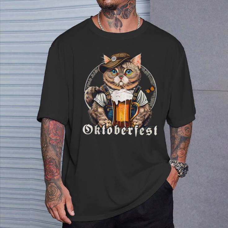 Cat Beer Oktoberfest Bavaria Lederhosen Costume T-Shirt Geschenke für Ihn