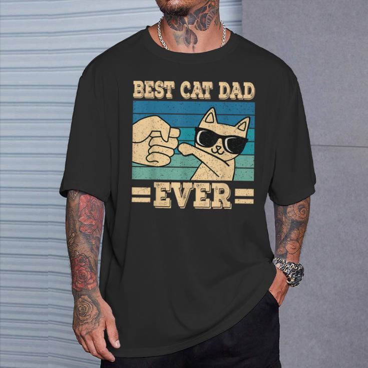 Cat Retro Best Cat Dad Ever Cat Lover T-Shirt Geschenke für Ihn