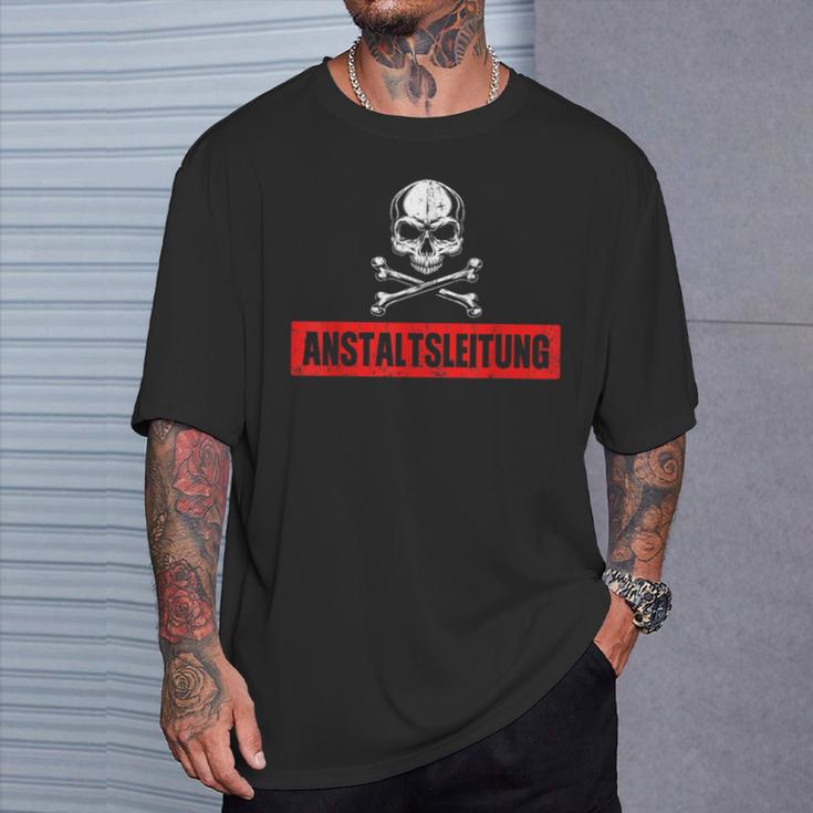 With Ironic Anstaltleitung Skull Slogan S T-Shirt Geschenke für Ihn