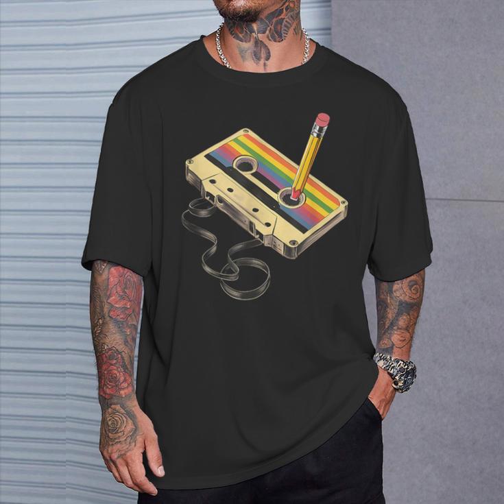 Nerd Retro Cassette Pencil Computer Old School T-Shirt Geschenke für Ihn