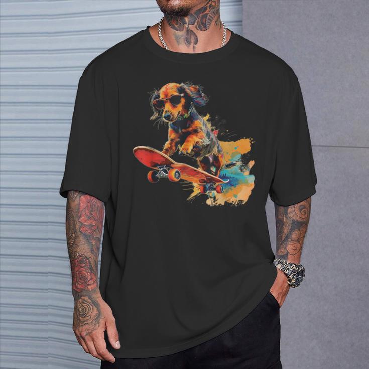 Skateboard Dog T-Shirt Geschenke für Ihn