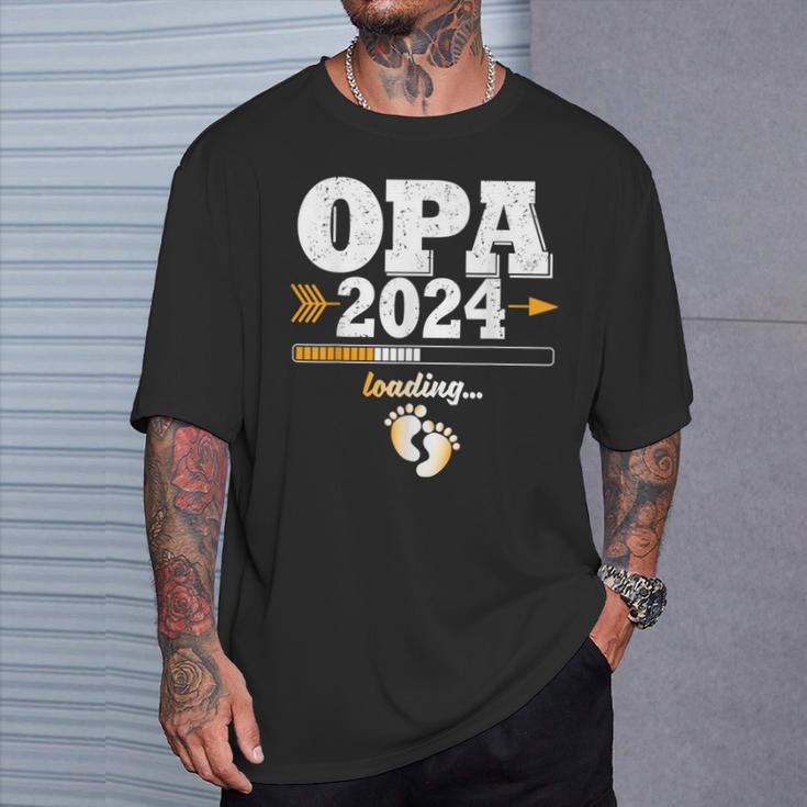 Grandpa 2024 Loading Werdender Opa T-Shirt Geschenke für Ihn