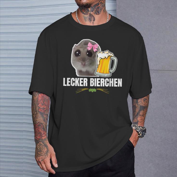 Hamsti Tasty Beer Sad Hamster Meme Lustiger Hamster T-Shirt Geschenke für Ihn