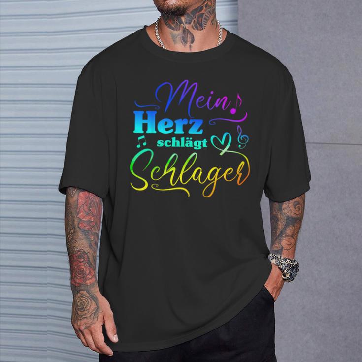 My Heart Beats For Schlagermusik T-Shirt Geschenke für Ihn