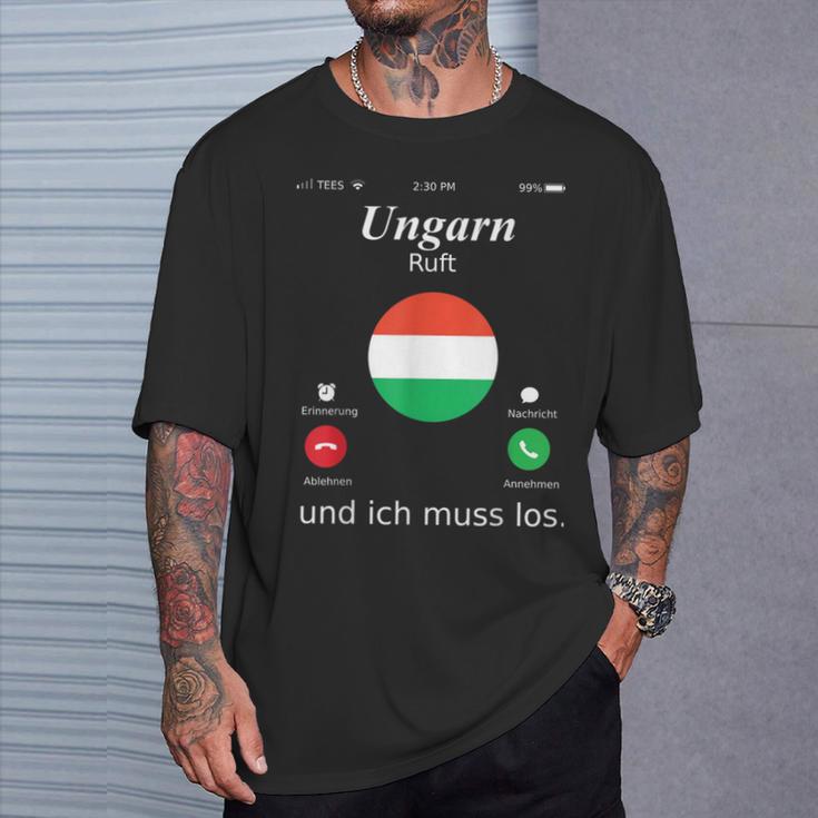 With Hungary Ruft Und Ich Muss Los Hungary Flag T-Shirt Geschenke für Ihn