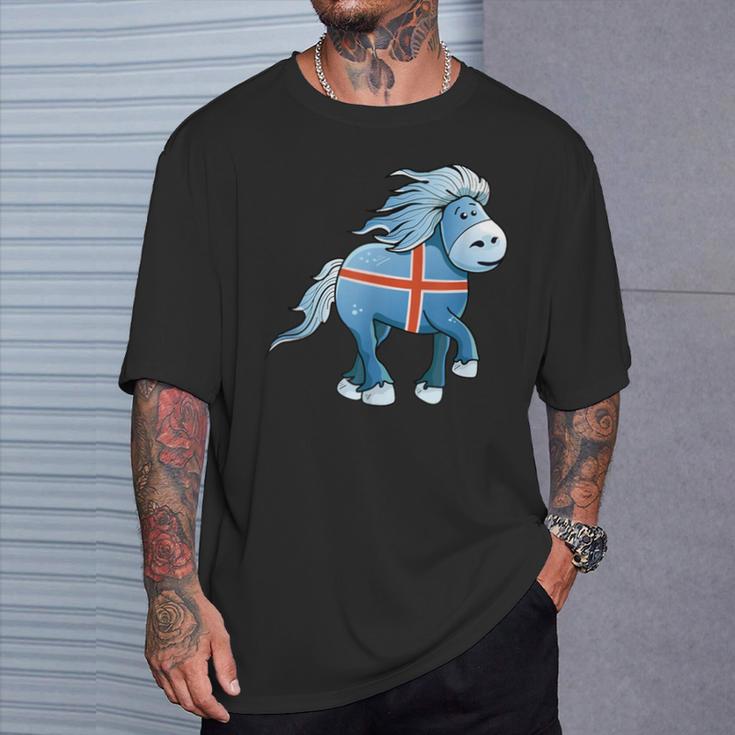 Icelandic Horse Islandpony Tölten Island Flag T-Shirt Geschenke für Ihn