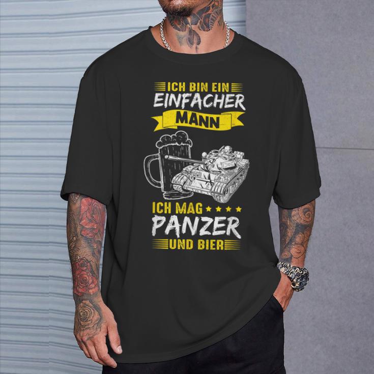 Ich Bin Ein Einfacher Mann Ich Mag Panzer Und Bier T-Shirt Geschenke für Ihn