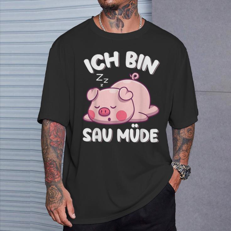 Ich Bin Sau Müde Schwin Sleep T-Shirt Geschenke für Ihn