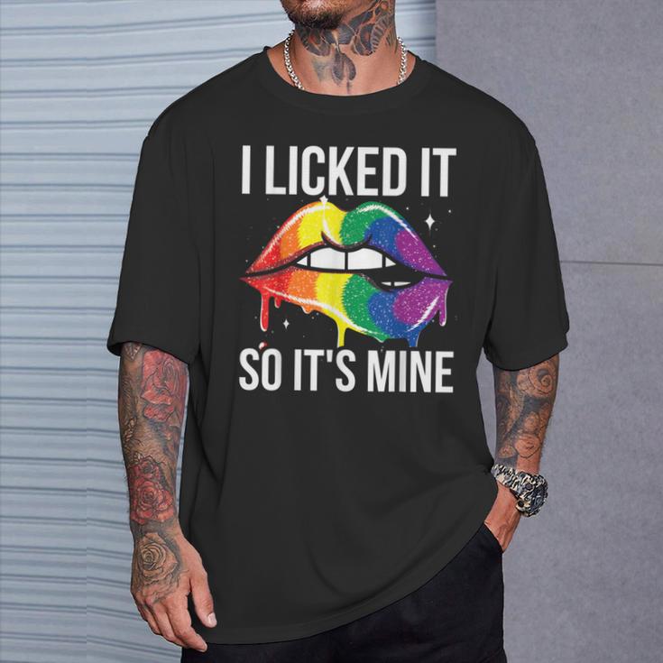 Ich Habe Es Angeleckeck So Ist Es Meine Lgbt T-Shirt Geschenke für Ihn