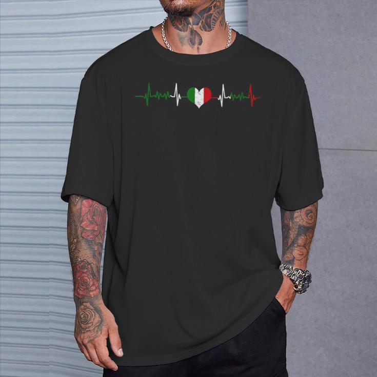 Italian Heart Rate Ecg Pulse Italiano T-Shirt Geschenke für Ihn