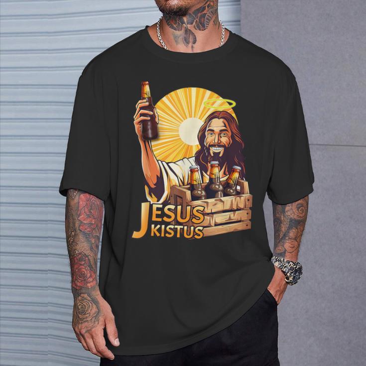 Jesus Kistus Beer God T-Shirt Geschenke für Ihn