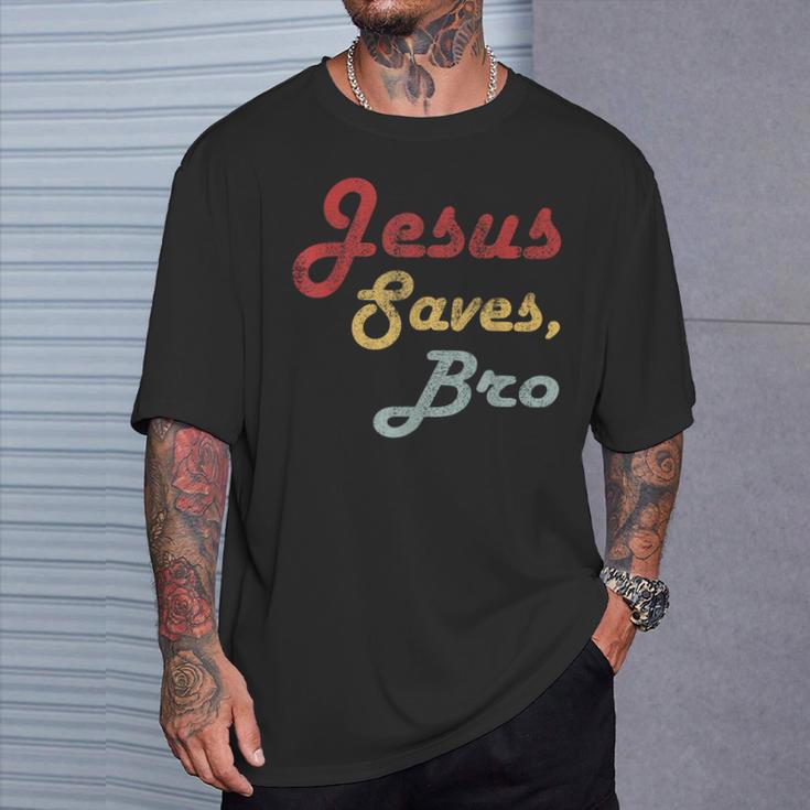 Jesus Saves Bro Religion Christianintage Jesus Christ T-Shirt Geschenke für Ihn