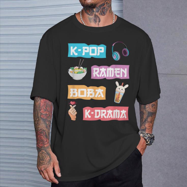 K-Pop Ramen Boba K-Drama Cute Anime Ramen T-Shirt Geschenke für Ihn