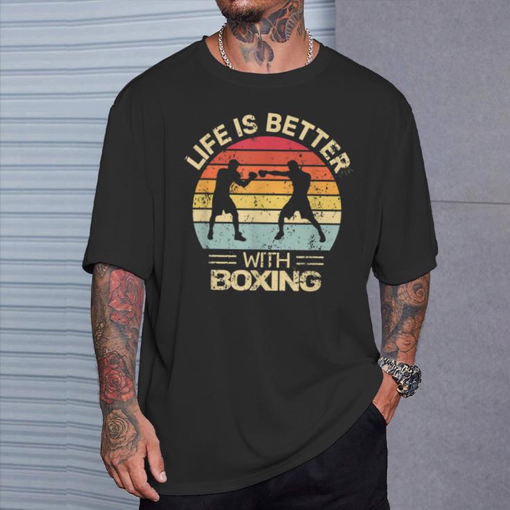 Kickboxing Life Is Better With Boxing Boxer Retro T-Shirt Geschenke für Ihn