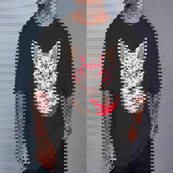 Kitsune Masque Japonais 9 Queues De Renard T-Shirt Cadeaux pour lui