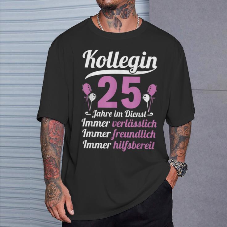 Kollegin Jahre Im Dienst 25 Jahriges Service Anniversary German Lang S T-Shirt Geschenke für Ihn