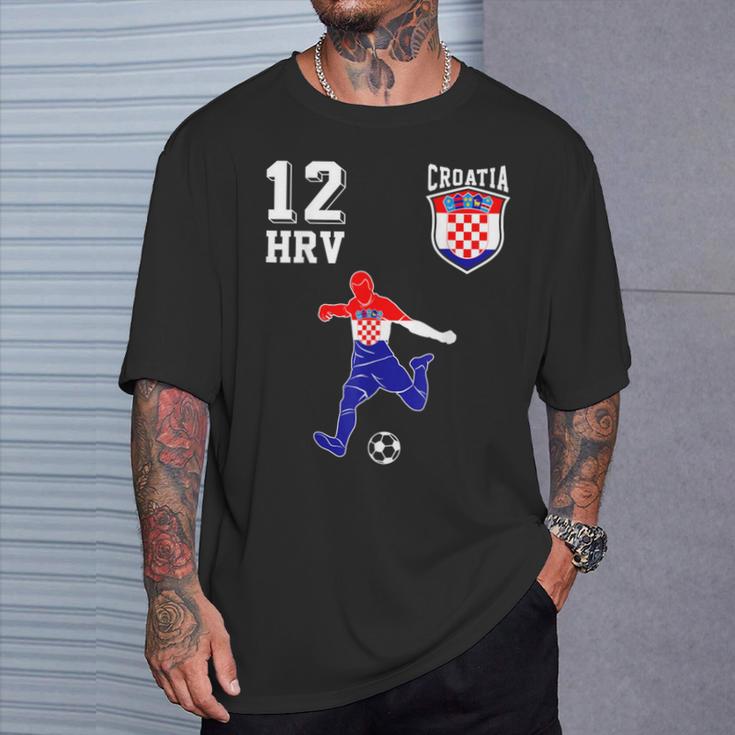 Kroatien Fan Em Spieler Ball Nummer 12 T-Shirt Geschenke für Ihn