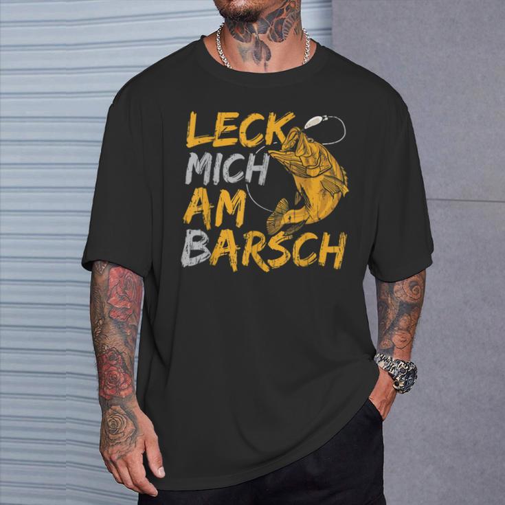 Leck Mich Doch Am Barsch Fischer Angler Sayings Father's Day T-Shirt Geschenke für Ihn