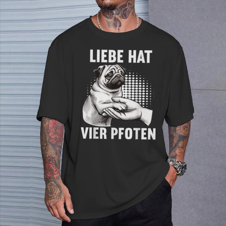 Liebe Hatier Pfoten Mops Pug Pug Dog Liebe Hatier Paw T-Shirt Geschenke für Ihn