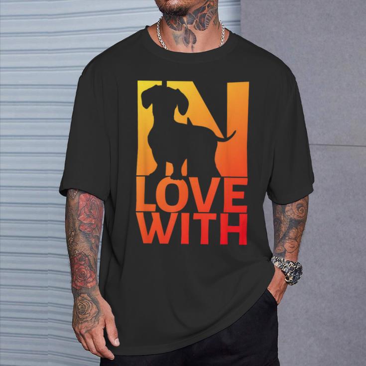 In Love With Dachshund T-Shirt Geschenke für Ihn