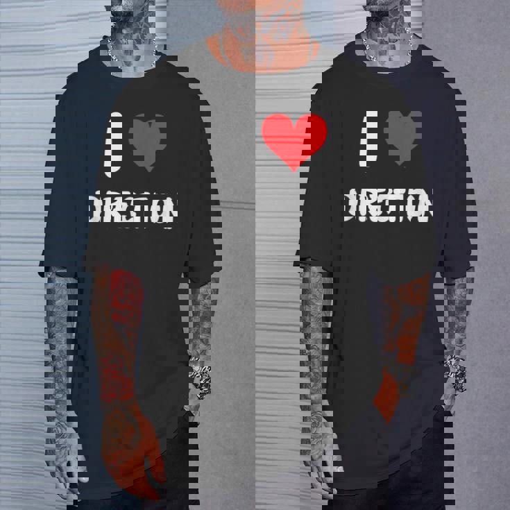 I Love Direction Cuore Istruzioni Maglietta Regalos para él