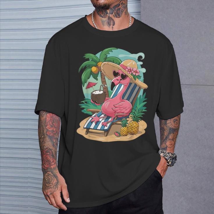 Lustiger Tropischer Rosa Flamingo Hawaii-Sommerparty T-Shirt Geschenke für Ihn