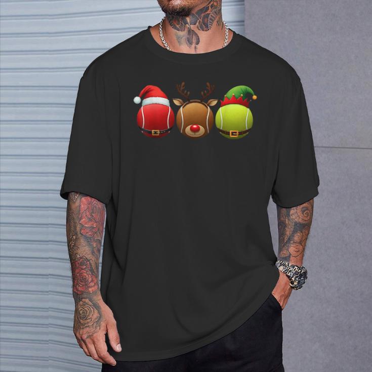 Lustiges Weihnachtsmann Rentier Elf Tennis Weihnachten Damen Herren Kinder T-Shirt Geschenke für Ihn