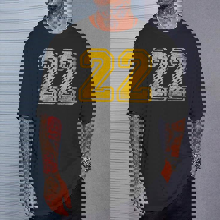 Maglia 22 Giallo Distressedarsity Numero 22 Maglietta Regalos para él