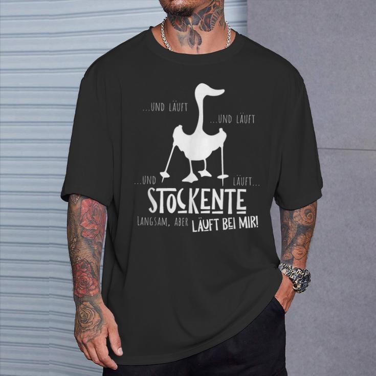 Mallard Duck Silhouette Läuft Bei Mir Nordic Walking Fun T-Shirt Geschenke für Ihn