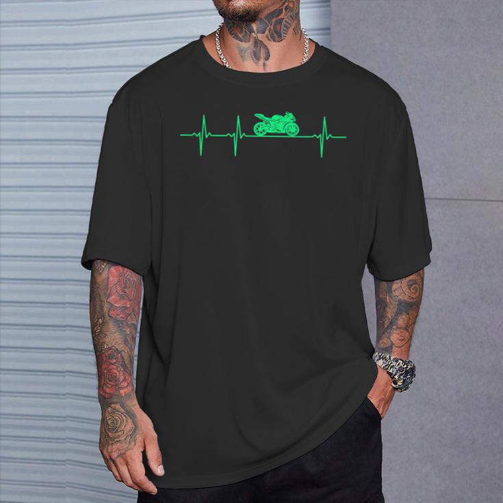 Motorrad Herzschlag Biker Ekg Motorradfahrer T-Shirt Geschenke für Ihn