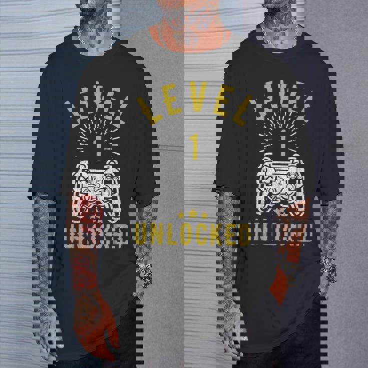 Nivel 1 Desbloqueado Aniversario 1ª Boda Camiseta unisex Regalos para él