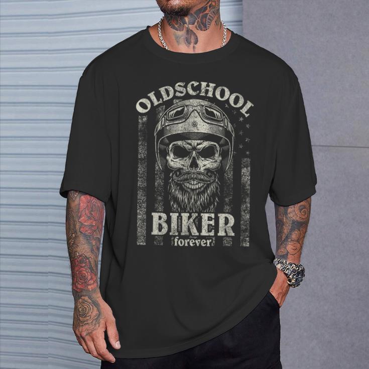 Old School Biker Forever I Motorcycle Bike Skull Biker T-Shirt Geschenke für Ihn