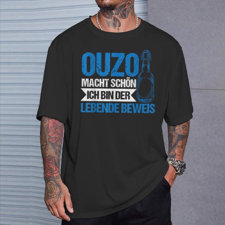 Ouzo Macht Schön Ich Bin Der Lebende Beweis T-Shirt Geschenke für Ihn