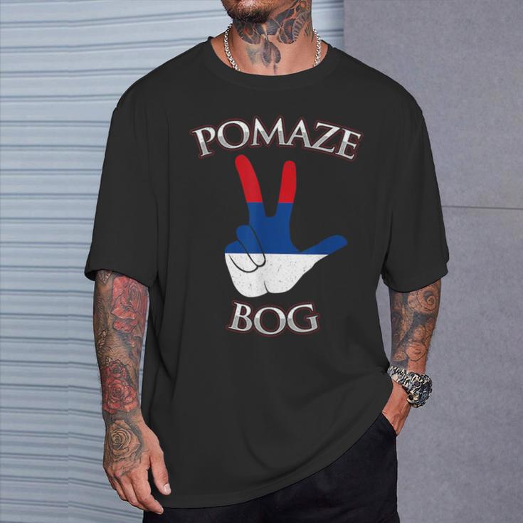 Pomaze Bog Balkan Serbia T-Shirt Geschenke für Ihn