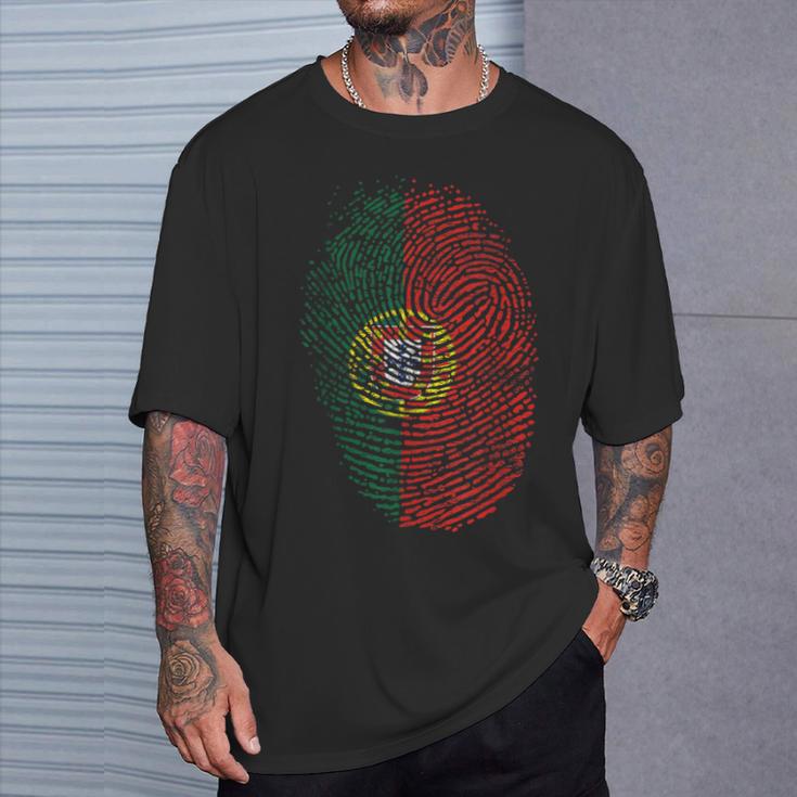 Portugal Flag Fingerprint T-Shirt Geschenke für Ihn