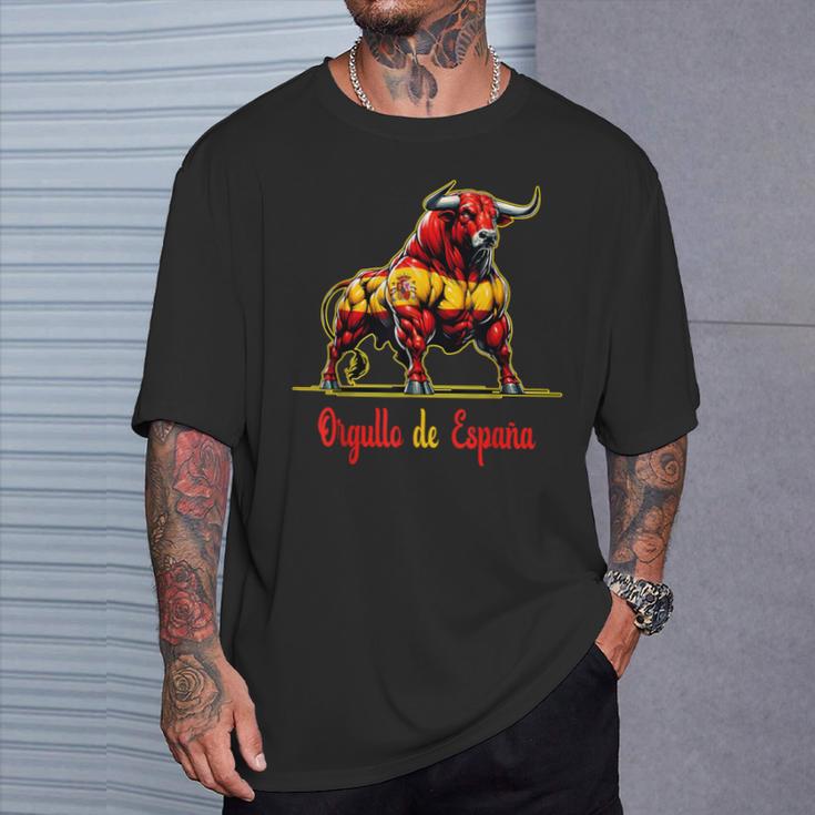 Proud Of Spain Bull Flags Español Pamplona T-Shirt Geschenke für Ihn