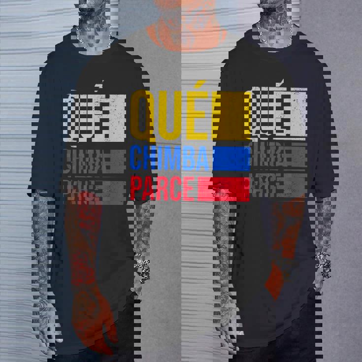 Qué Chimba Parce Colombia Flag Retro Vintage Colombian Slang T-Shirt Gifts for Him