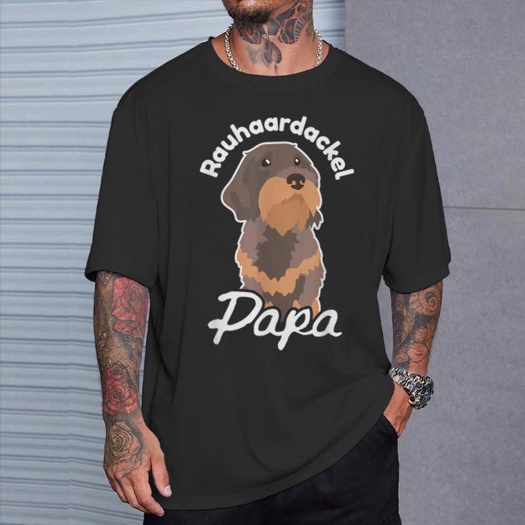 Rauhaard Dachshund Papa Dachshund Teckel Rauhaard Dachshund T-Shirt Geschenke für Ihn