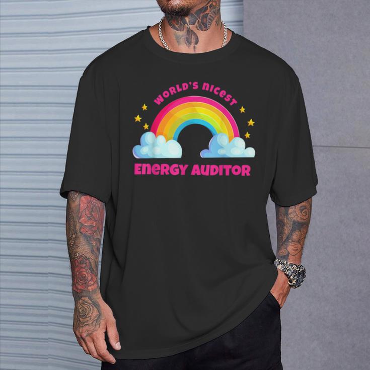 Regenbogen Retro World's Netteste Energie Auditor T-Shirt Geschenke für Ihn