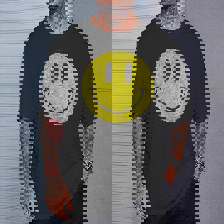 Retro Acidhouse Anni '80 '90Intage Smile Distressed Maglietta Regalos para él