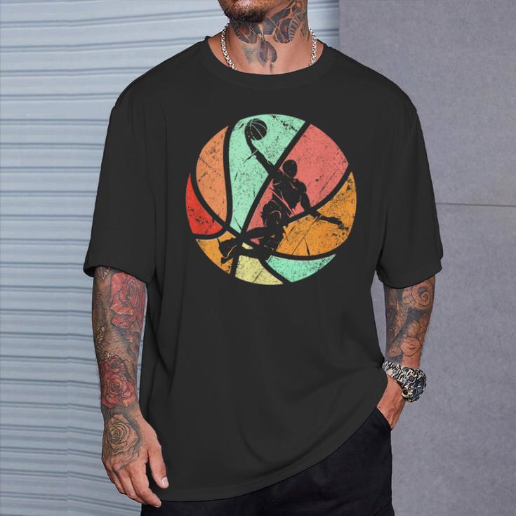 Retro Basketball Player Dunk Silhouette T-Shirt Geschenke für Ihn