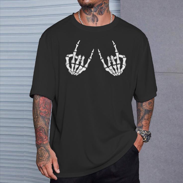 Rock & Roll Skeleton Hand T-Shirt Geschenke für Ihn