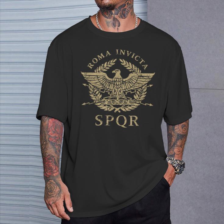 Roma Invicta Spqr Águila Romana Envejecida Camiseta unisex Regalos para él